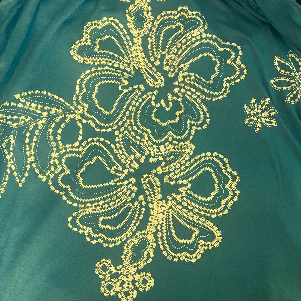 Esteven Wear Blue Dress with White Floral Design NWY L - Picture 5 of 6